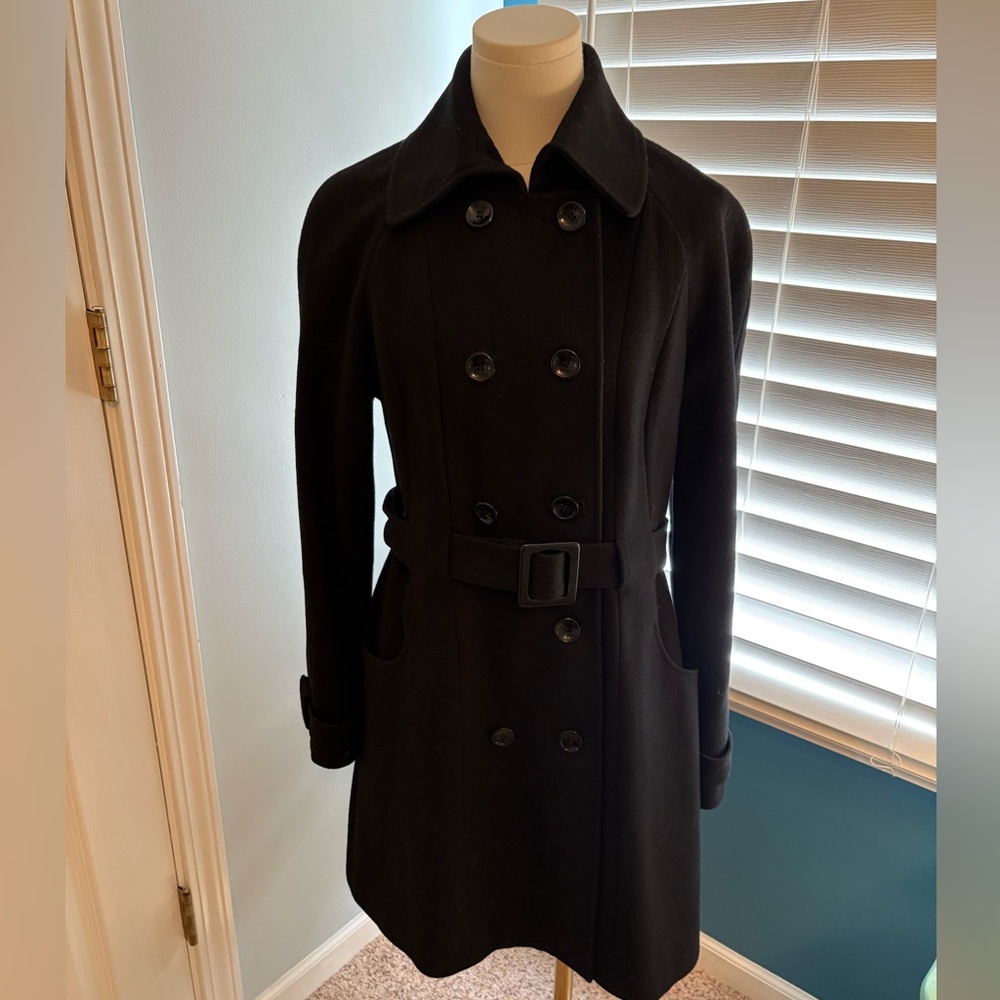 Women's Black Double-Breasted Winter Coat